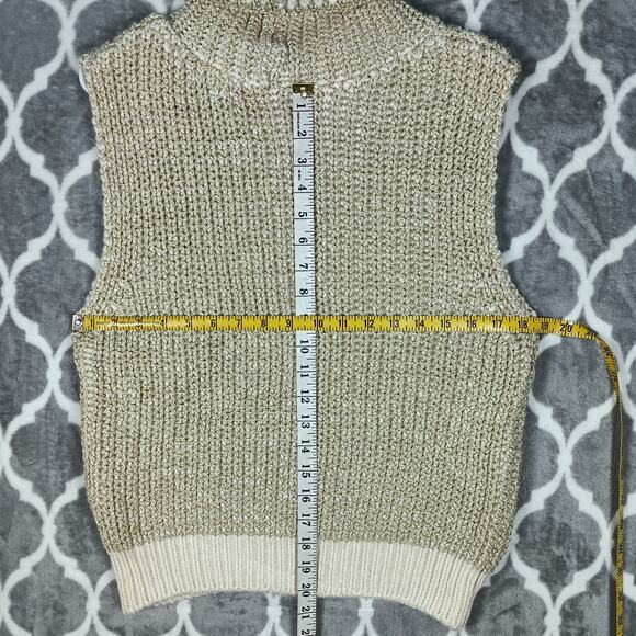 Pilcro Sweater Vest Women Small Cream Gold Metallic Turtleneck Layer - Picture 5 of 8